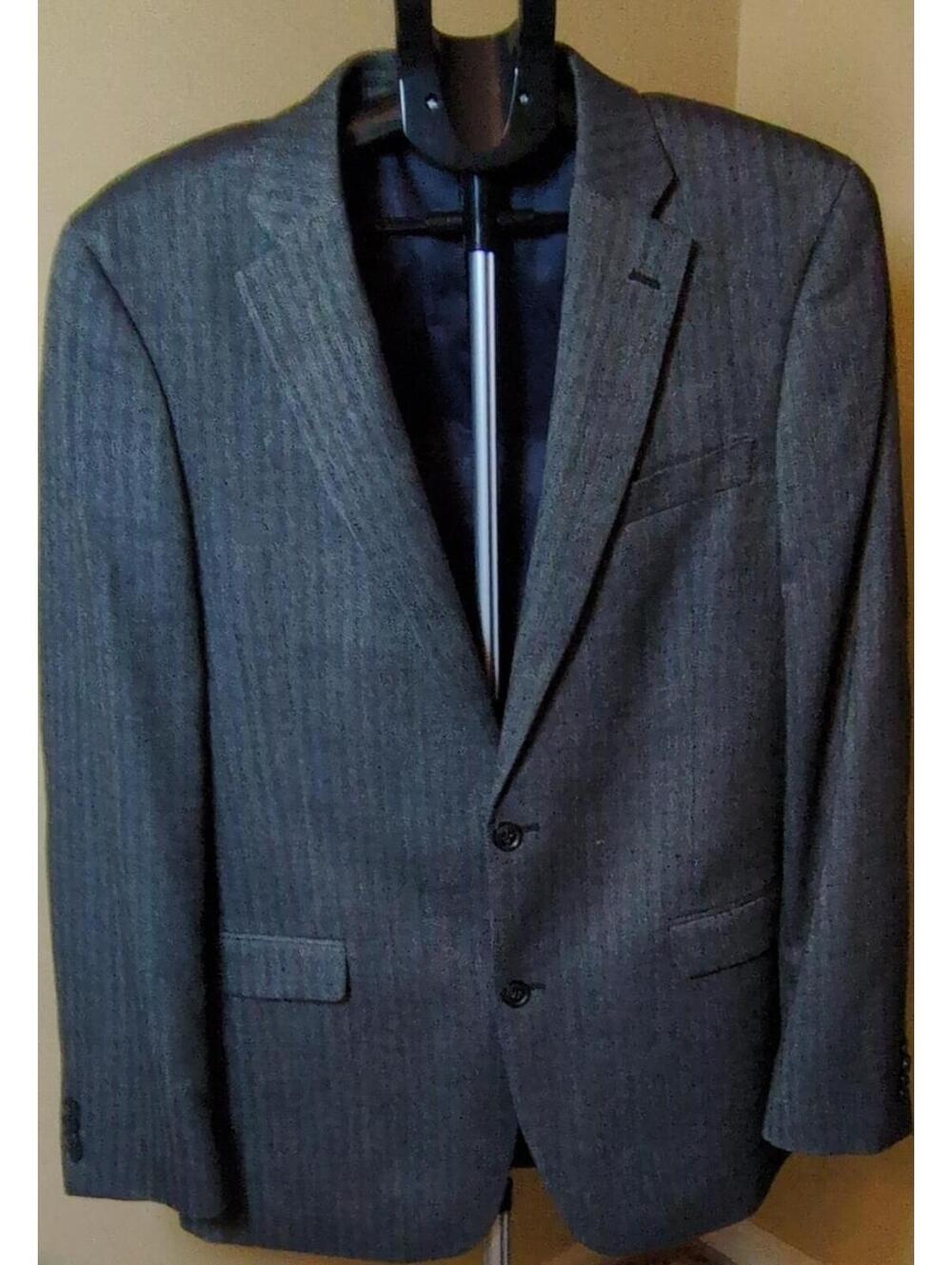 Tommy Hilfiger Regular Fit Gray Herringbone Blazer Polyester Viscose 40L